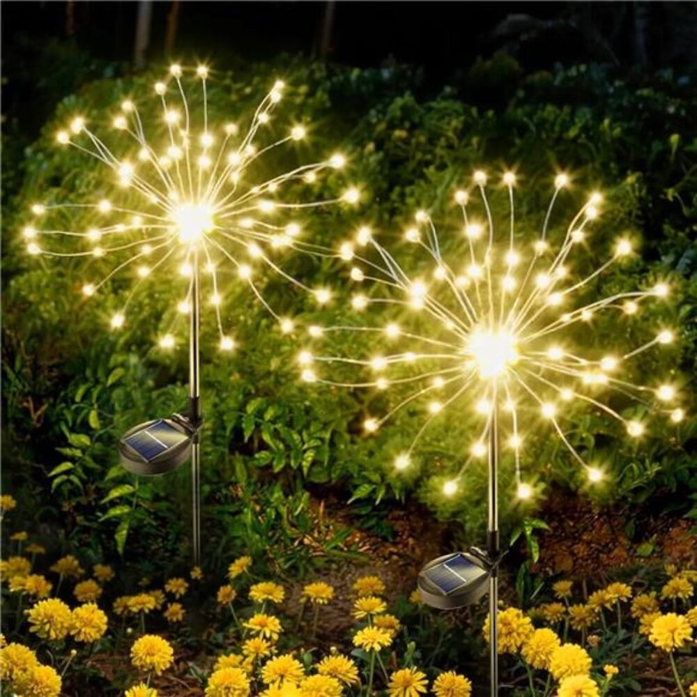 Solar Fireworks Lights Outdoor 120 LED Copper Wire Garden Patio Yard Decorative